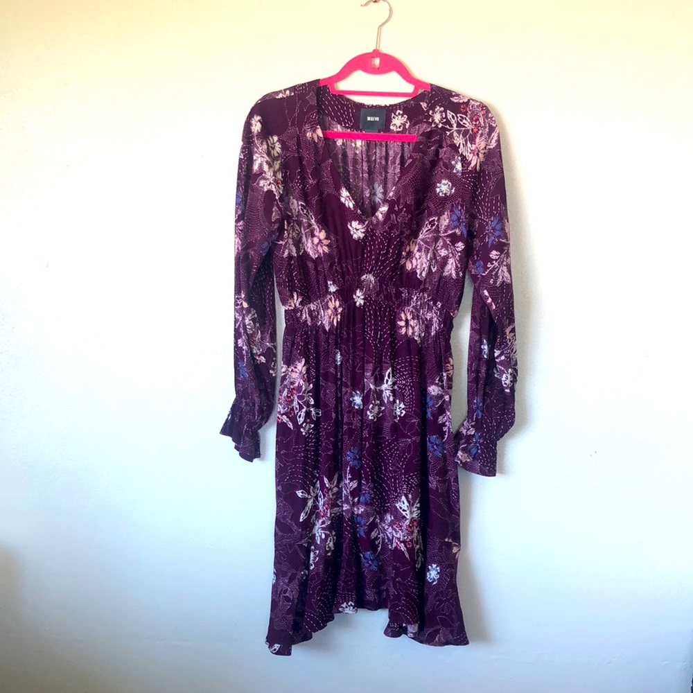 Anthropologie Maeve long sleeve purple floral dress